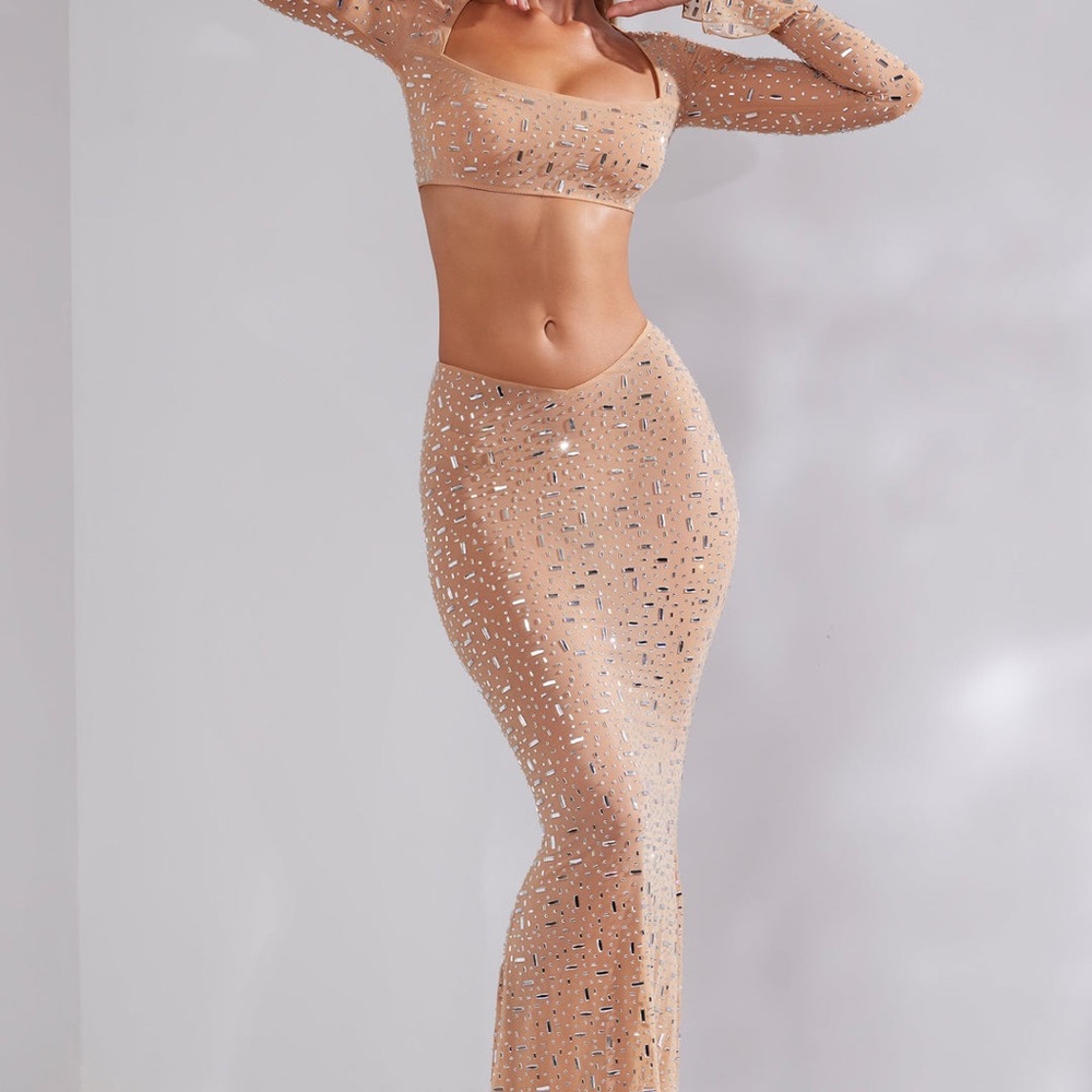 Sparkling Nude Two-Piece Set
